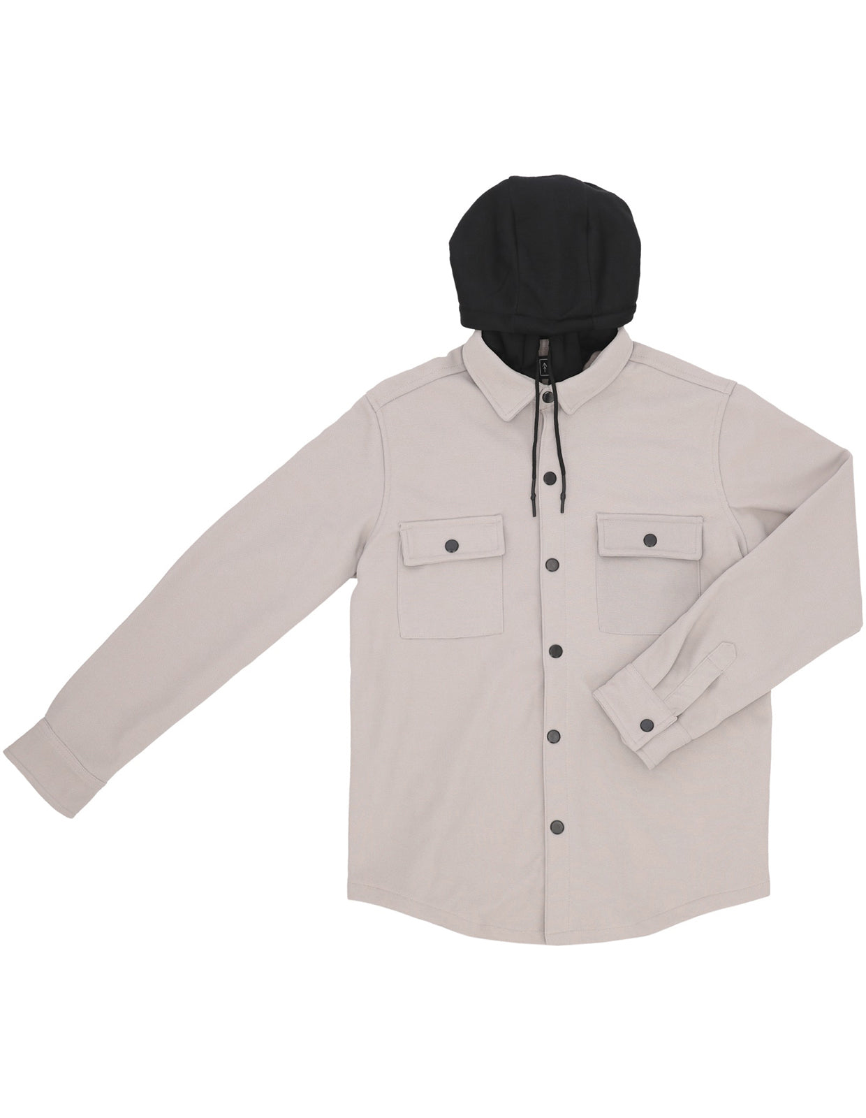 Chamarra Casual Tipo Sobrecamisa con Capucha - Beige