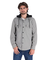 Chamarra Casual Tipo Sobrecamisa con Capucha - Gris