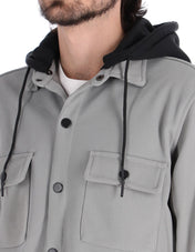 Chamarra Casual Tipo Sobrecamisa con Capucha - Gris