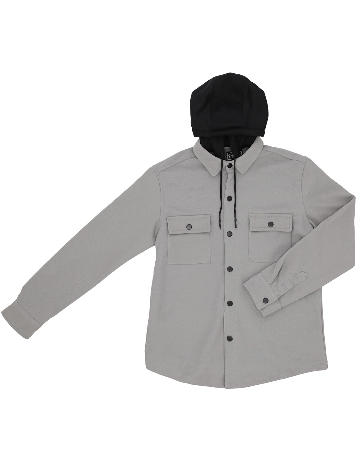 Chamarra Casual Tipo Sobrecamisa con Capucha - Gris