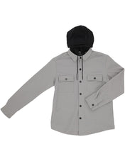 Chamarra Casual Tipo Sobrecamisa con Capucha - Gris