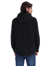 Chamarra Casual Tipo Sobrecamisa con Capucha - Negro