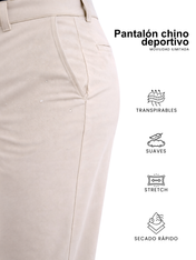 Pantalón Estilo Chino Deportivo Elástico Slim - Arena