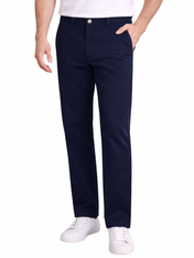 Pantalón Chino de Gabardina Recto - Azul Marino