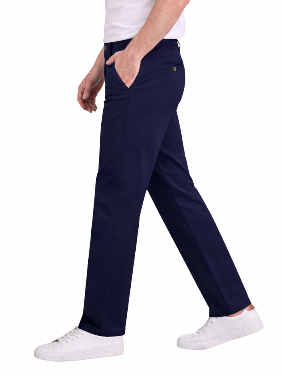 Pantalón Chino de Gabardina Recto - Azul Marino
