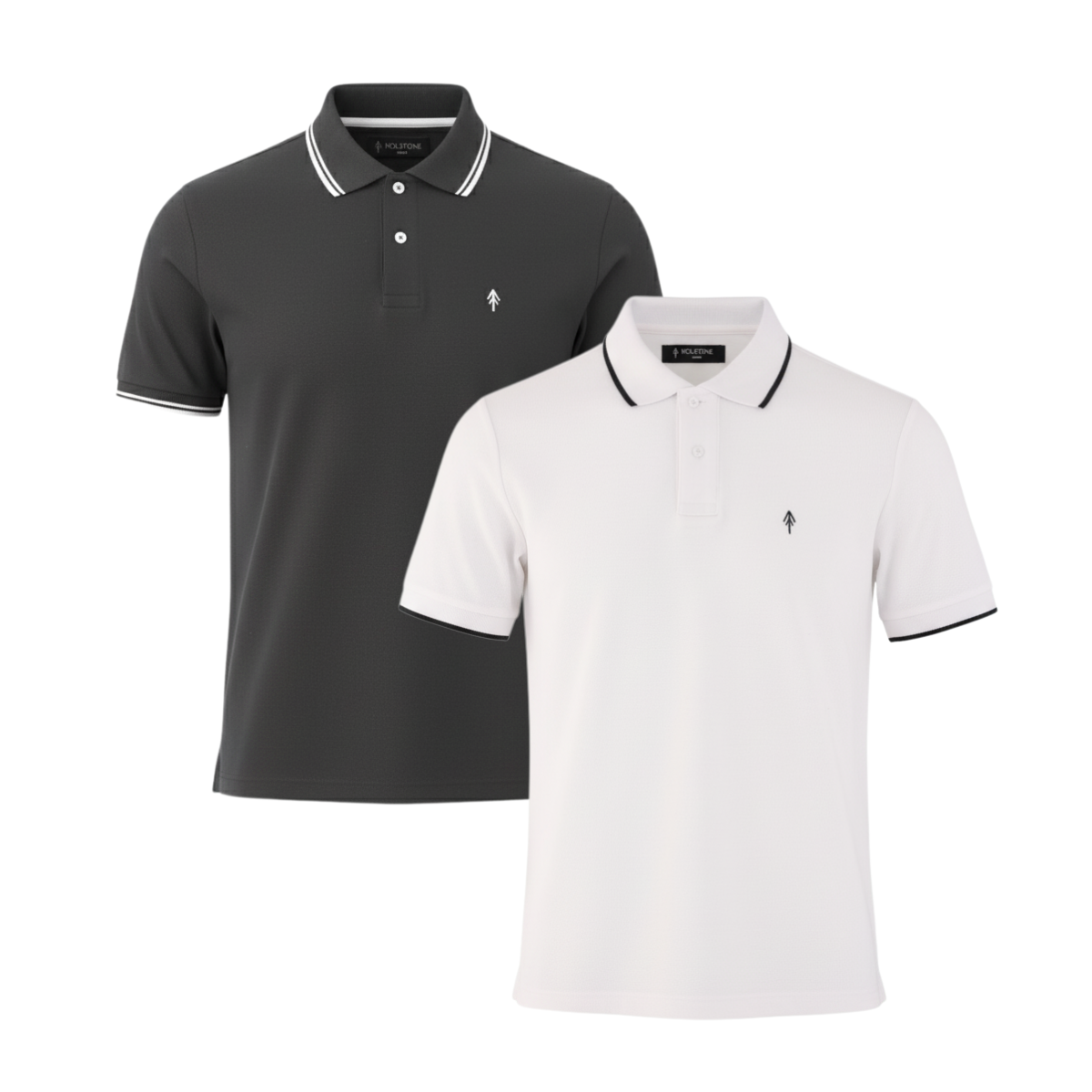 2 Pack Playeras Tipo Polo Holstone - (Blanco - Gris Oxford)