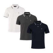 3 Pack Playeras Tipo Polo Holstone - (Blanco - Marino - Gris Oxford)