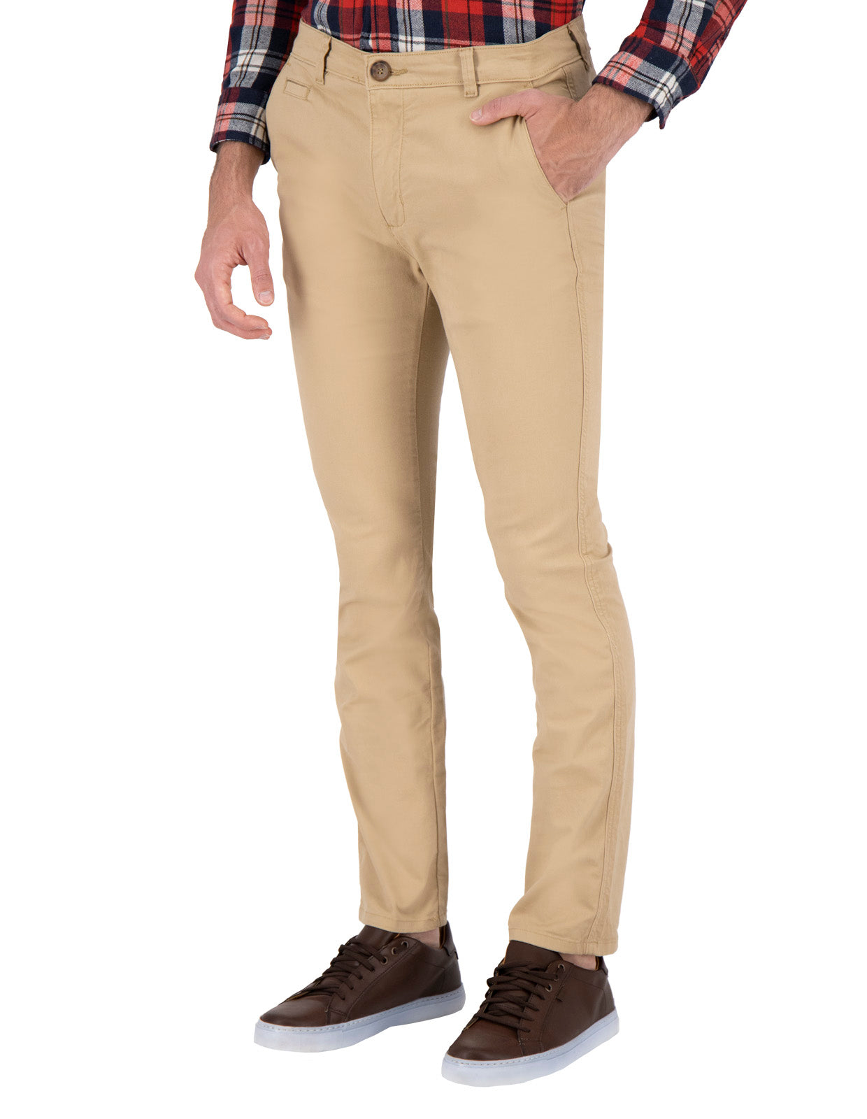 Pantalón Estilo Chino Cartera de Gabardina - Caqui