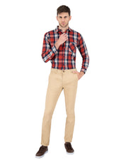 Pantalón Estilo Chino Cartera de Gabardina - Caqui