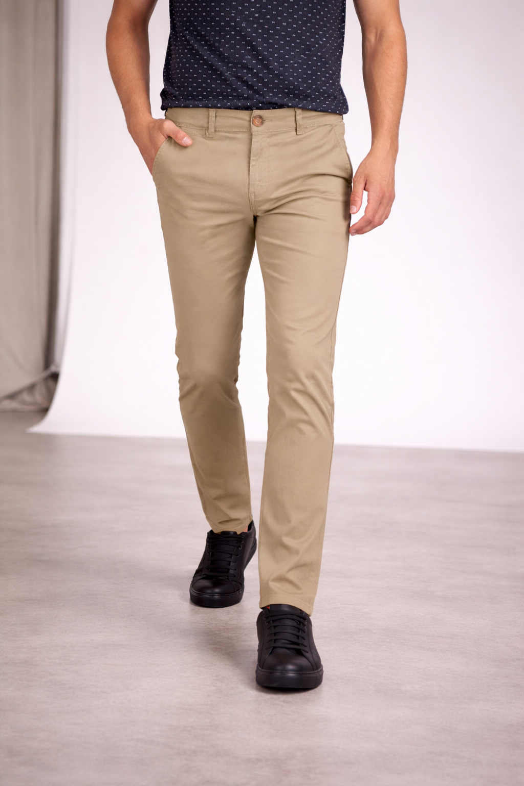 Pantalón Chino de Gabardina Slim - Caqui