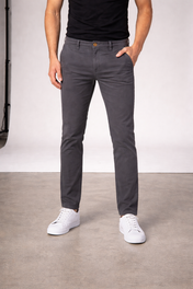Pantalón Chino de Gabardina Slim - Gris Oxford
