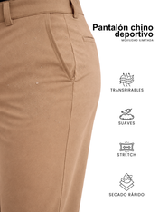 Pantalón Estilo Chino Deportivo Elástico Slim - Camel