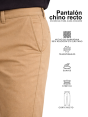 Pantalón Chino de Gabardina Recto - Caqui