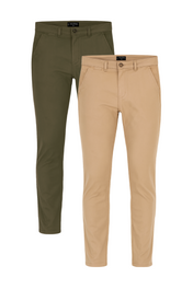 2 Pack de Pantalones Chino Holstone Para Hombre - (Caqui / Verde Olivo)