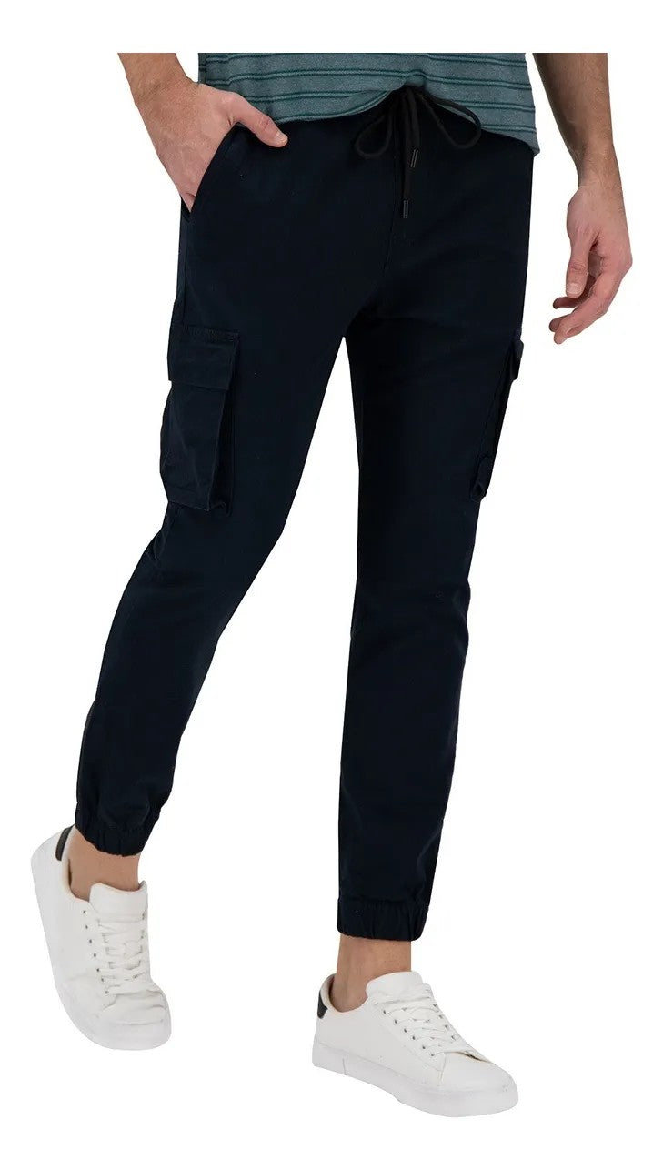 Jogger Cargo de Gabardina - Azul Marino