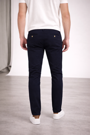 Pantalón Chino de Gabardina Slim - Azul Marino