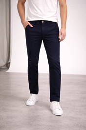 Pantalón Chino de Gabardina Slim - Azul Marino