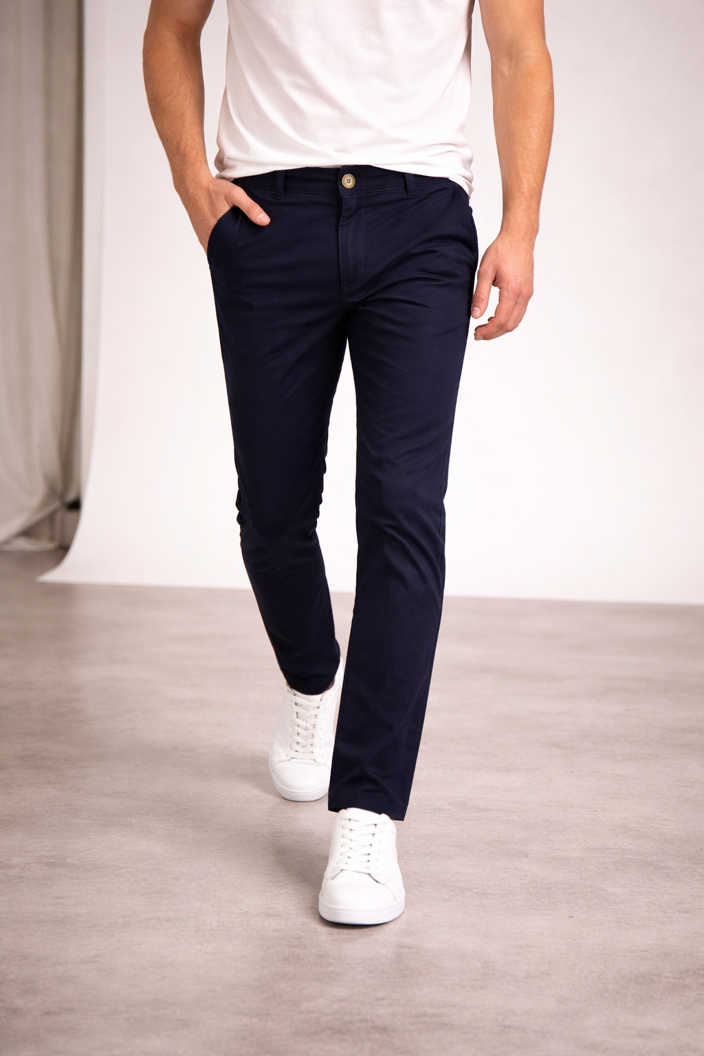 Pantalón Chino de Gabardina Slim - Azul Marino