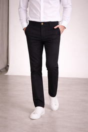 Pantalón Chino de Gabardina Recto - Negro