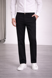 Pantalón Chino de Gabardina Recto - Negro