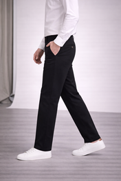 Pantalón Chino de Gabardina Recto - Negro