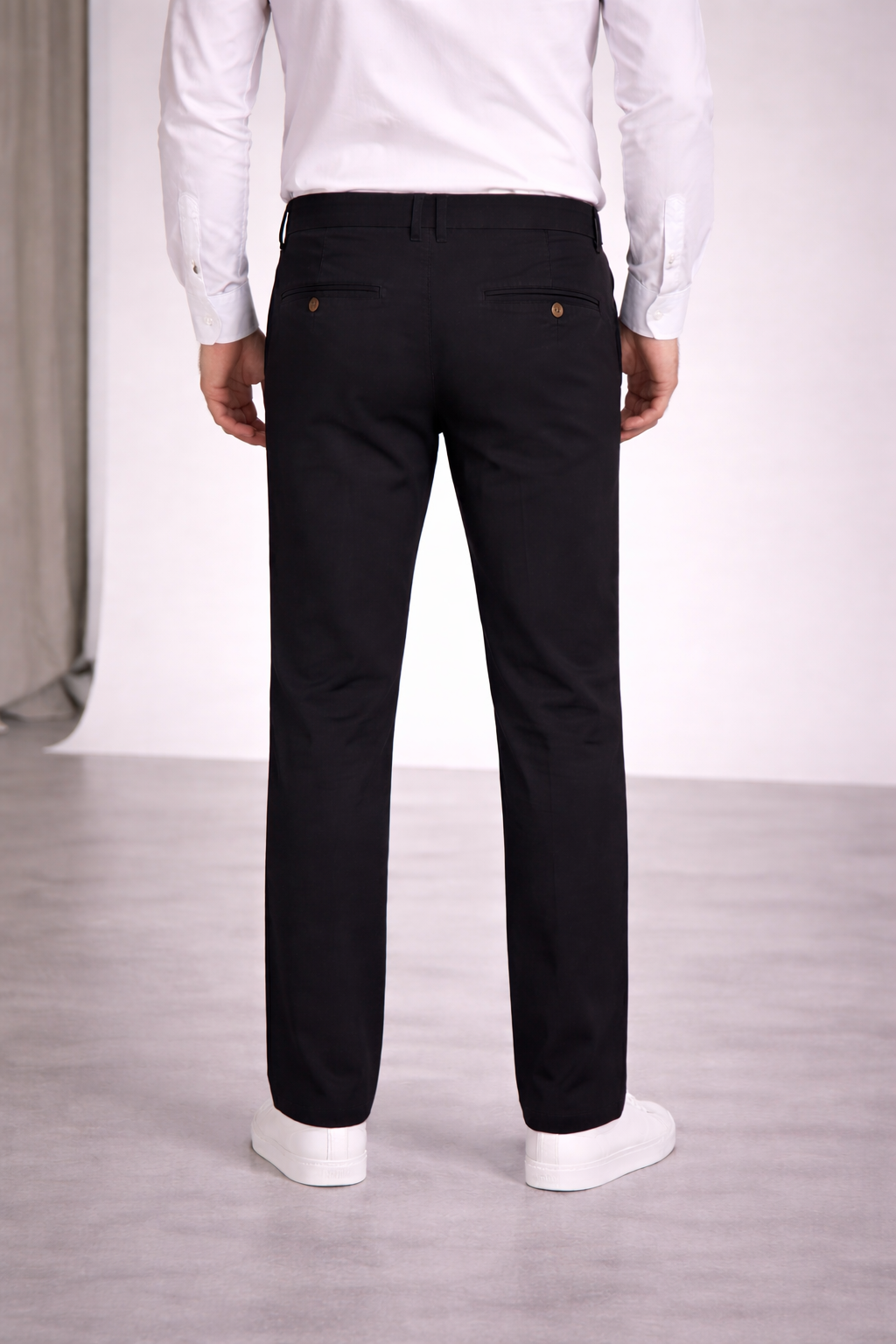 Pantalón Chino de Gabardina Recto - Negro