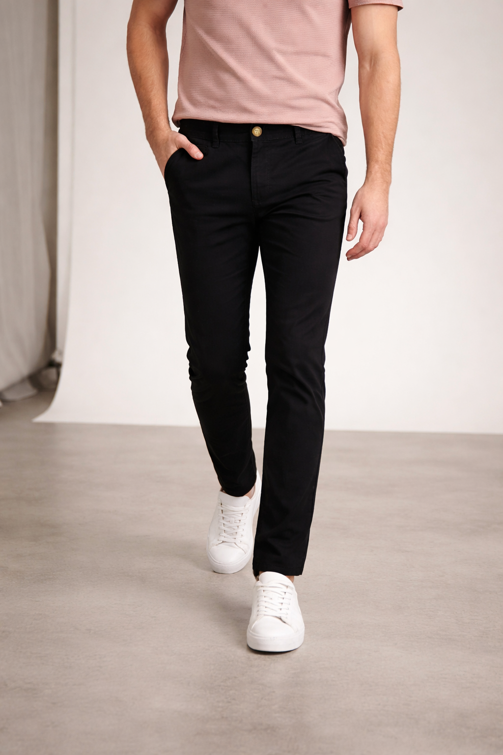 Pantalón Chino de Gabardina Slim - Negro
