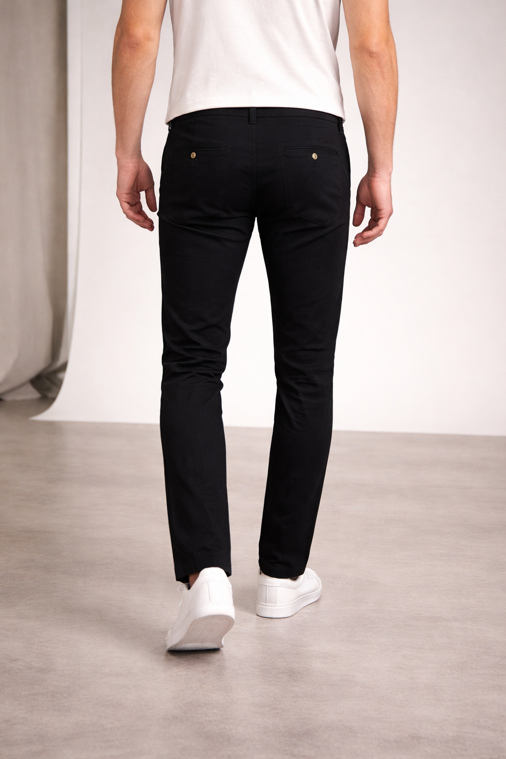 Pantalón Chino de Gabardina Slim - Negro