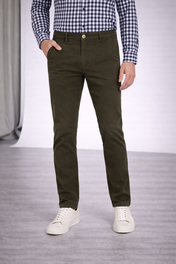 Pantalón Chino de Gabardina Slim - Verde Olivo