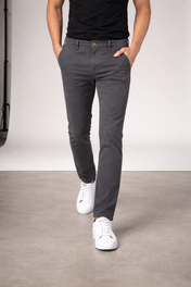 Pantalón Chino de Gabardina Slim - Gris Oxford
