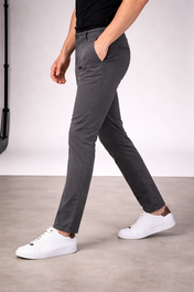 Pantalón Chino de Gabardina Slim - Gris Oxford