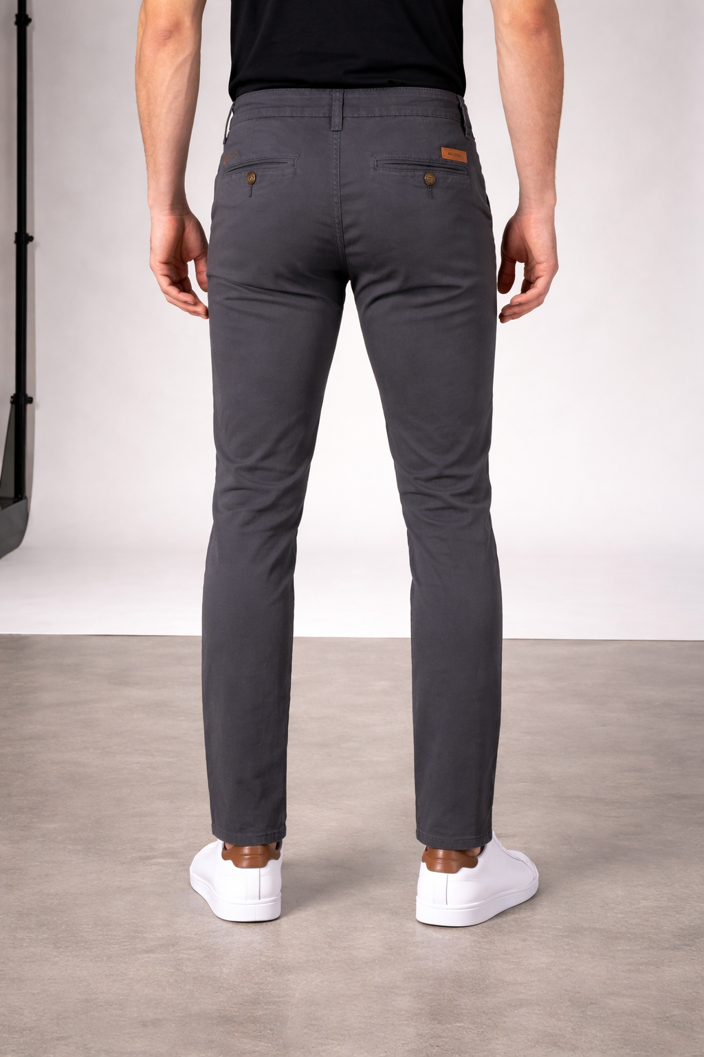 Pantalón Chino de Gabardina Slim - Gris Oxford