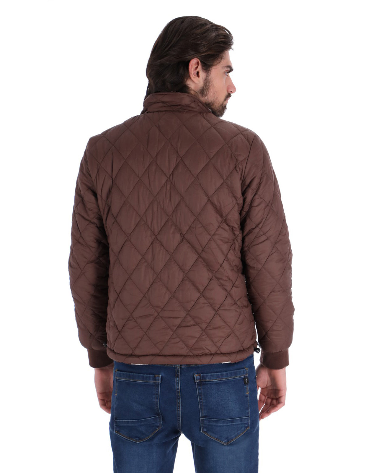 Chamarra Doble Vista para Hombre con Cierre Frontal - Café