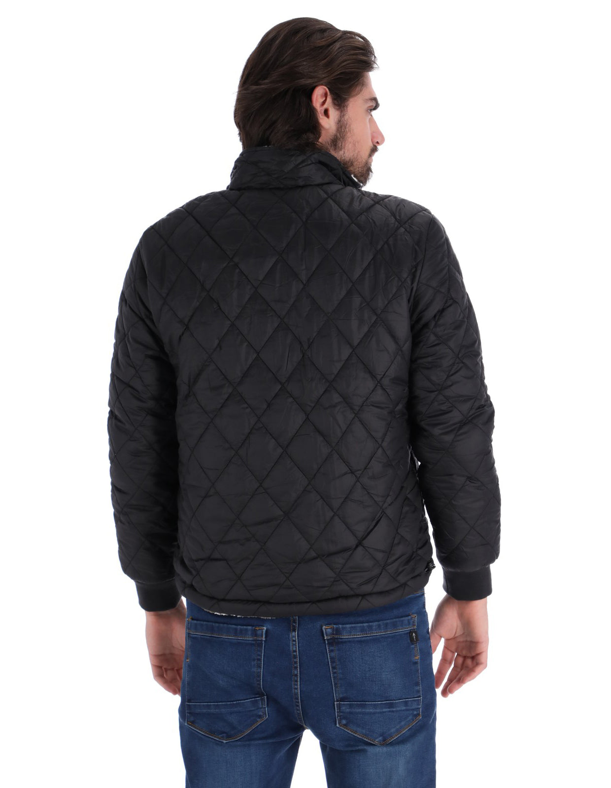 Chamarra Doble Vista para Hombre con Cierre Frontal - Negro