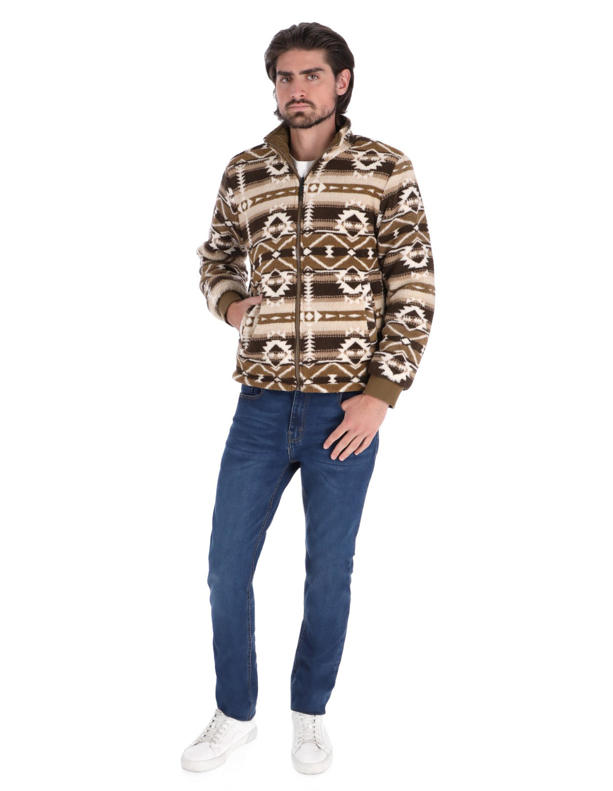 Chamarra Doble Vista para Hombre con Cierre Frontal - Oro