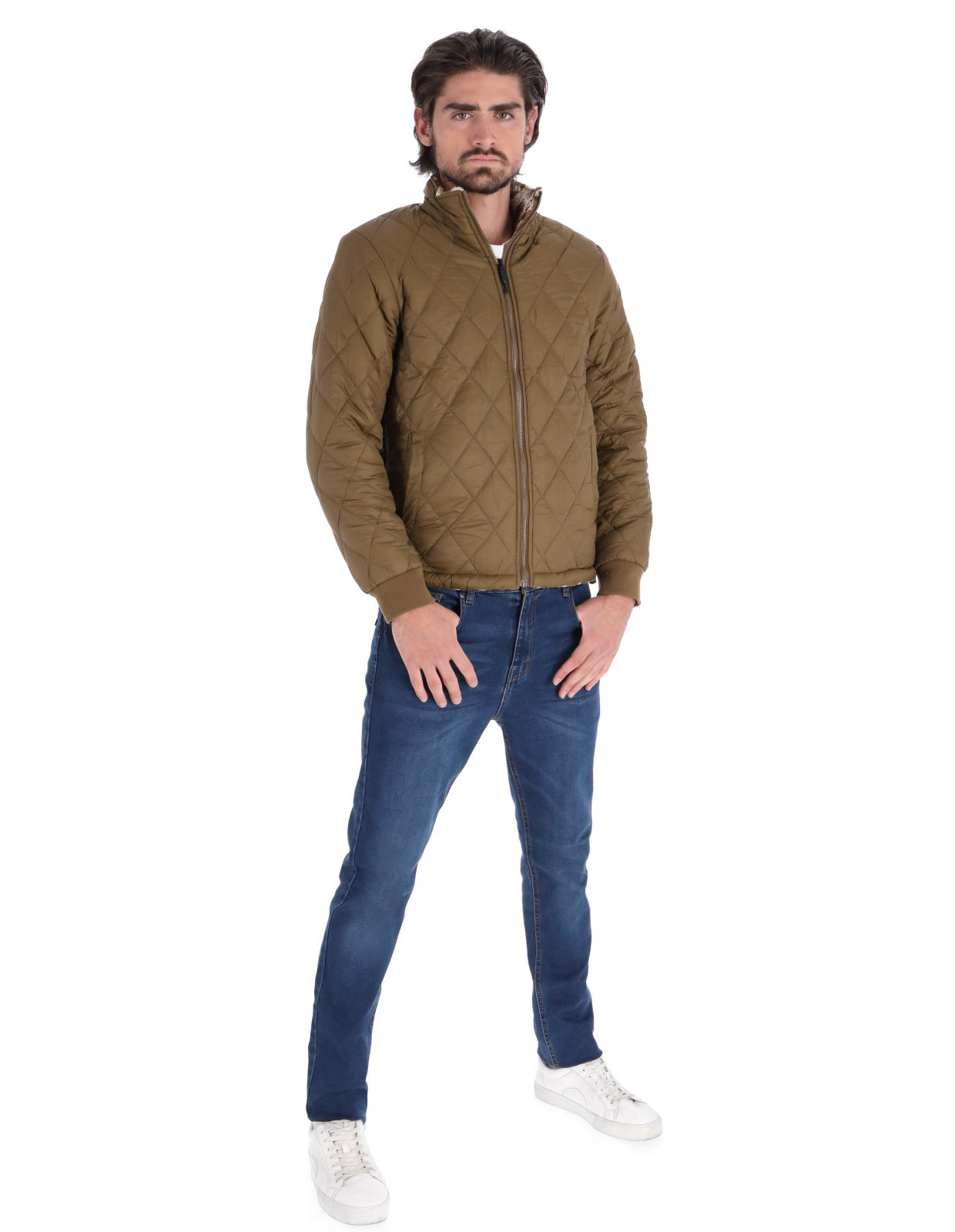 Chamarra Doble Vista para Hombre con Cierre Frontal - Oro