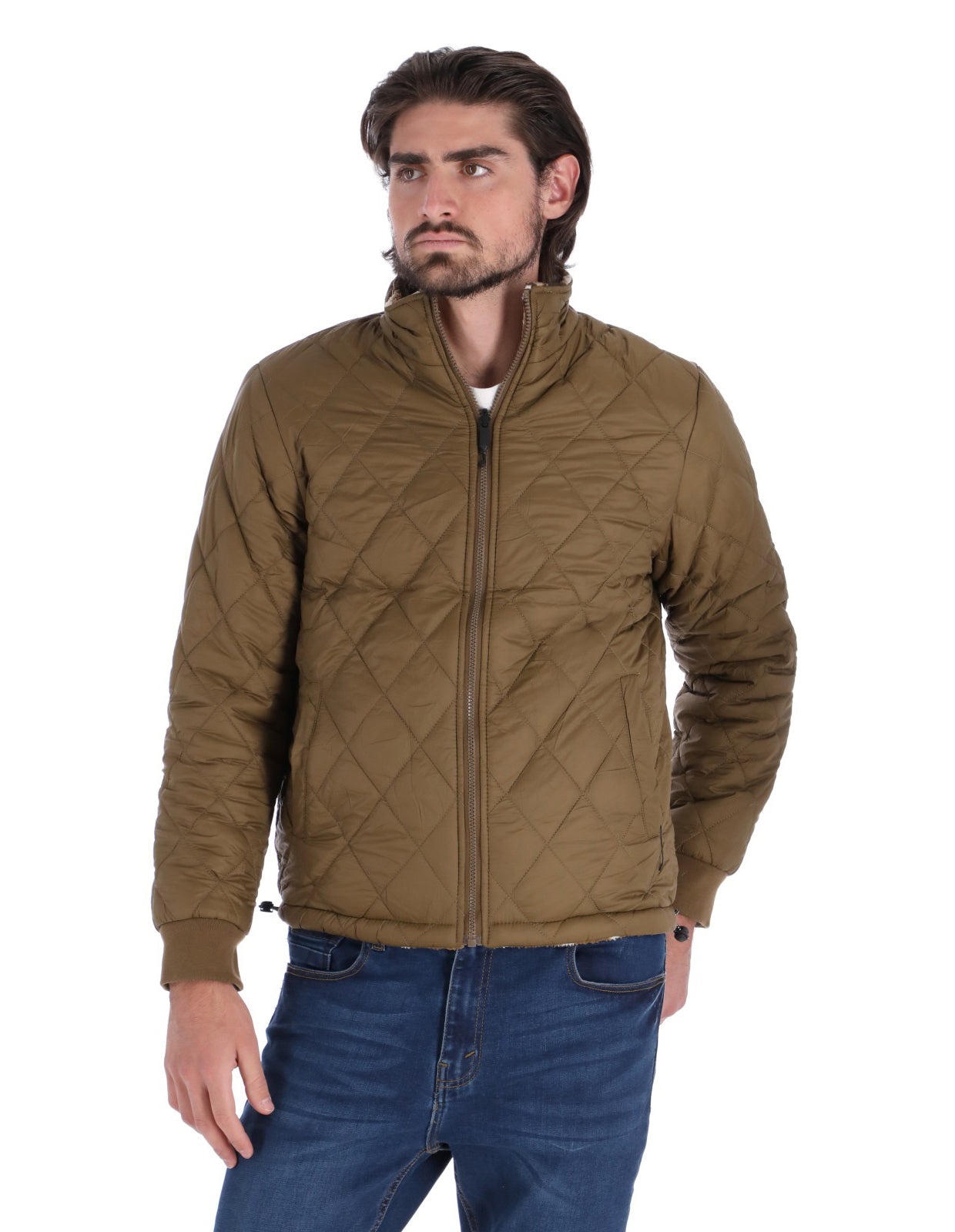 Chamarra Doble Vista para Hombre con Cierre Frontal - Oro