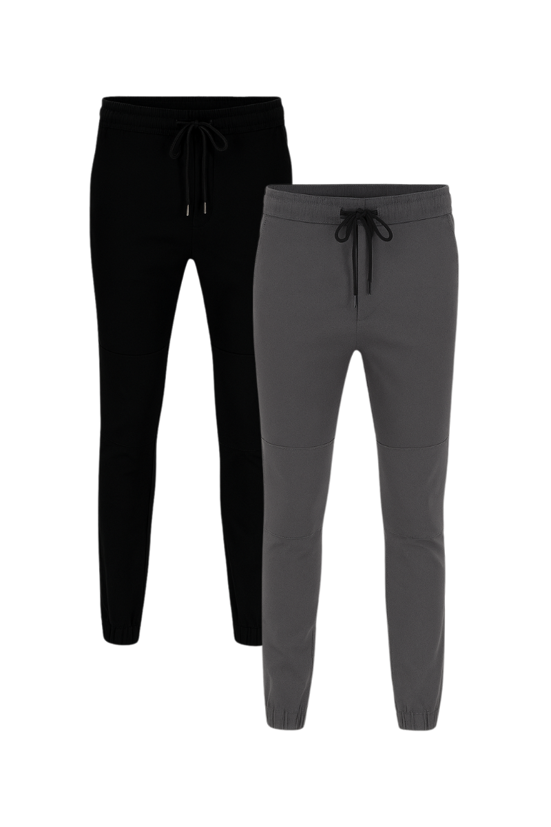 2 Pack de Joggers Holstone Para Hombre - (Negro - Gris Oxford)