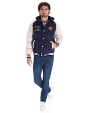 Chamarra Tipo Universitaria para Hombre con Cierre de Broches - Navy