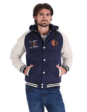 Chamarra Tipo Universitaria para Hombre con Cierre de Broches - Navy