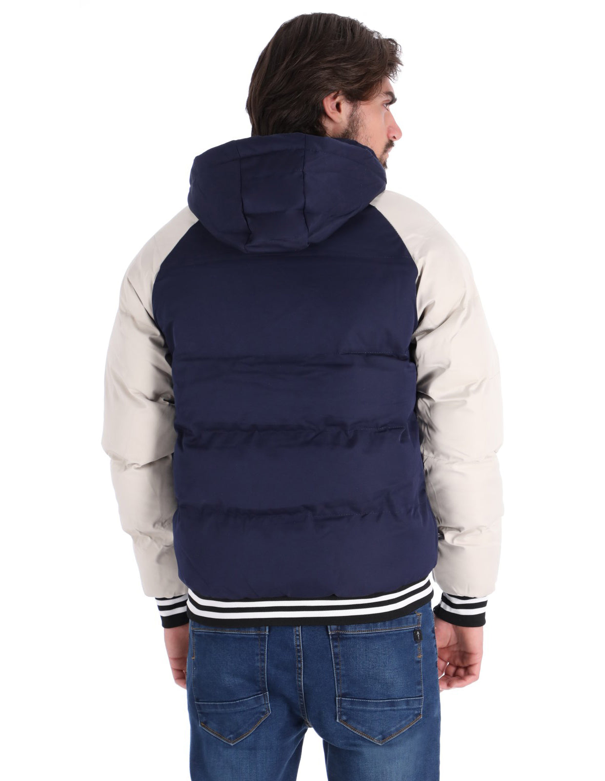 Chamarra Tipo Universitaria para Hombre con Cierre de Broches - Navy