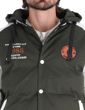 Chamarra Tipo Universitaria para Hombre con Cierre de Broches - Verde Olivo