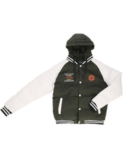 Chamarra Tipo Universitaria para Hombre con Cierre de Broches - Verde Olivo