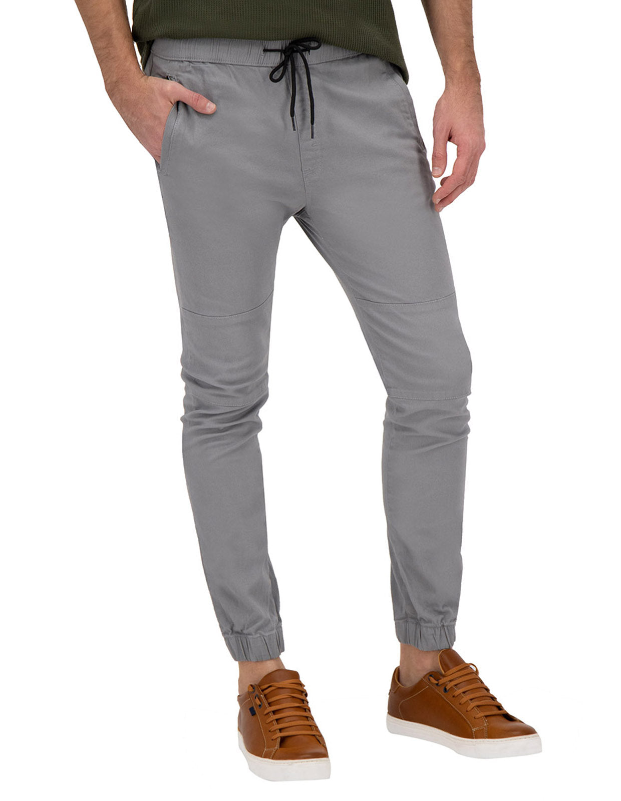 Joggers de Gabardina Slim - Gris Perla