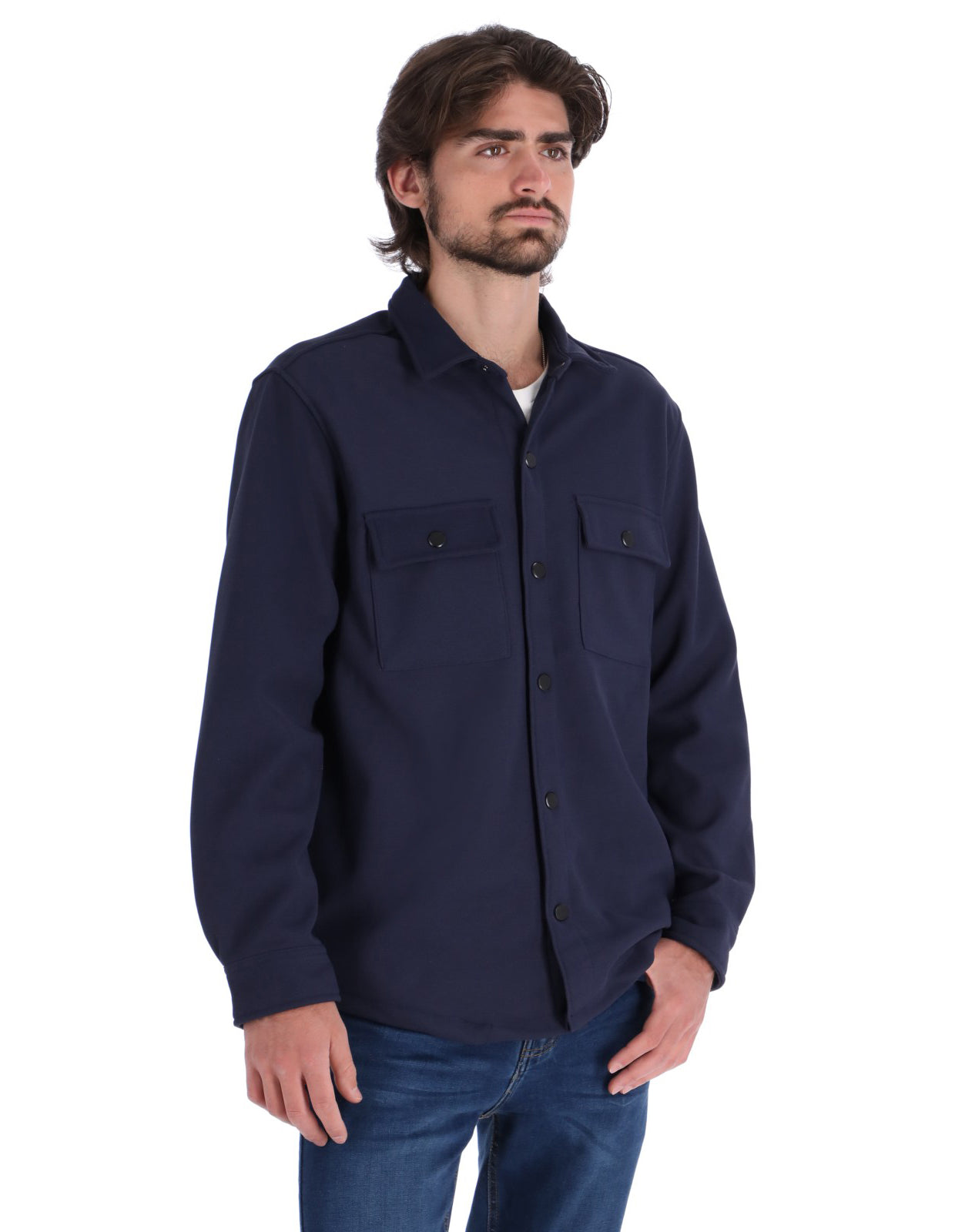 Sobrecamisa Ligera para Hombre con Bolsillos de Solapa - Azul Marino