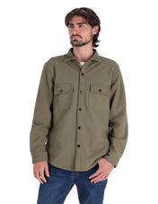 Sobrecamisa Ligera para Hombre con Bolsillos de Solapa - Verde Olivo