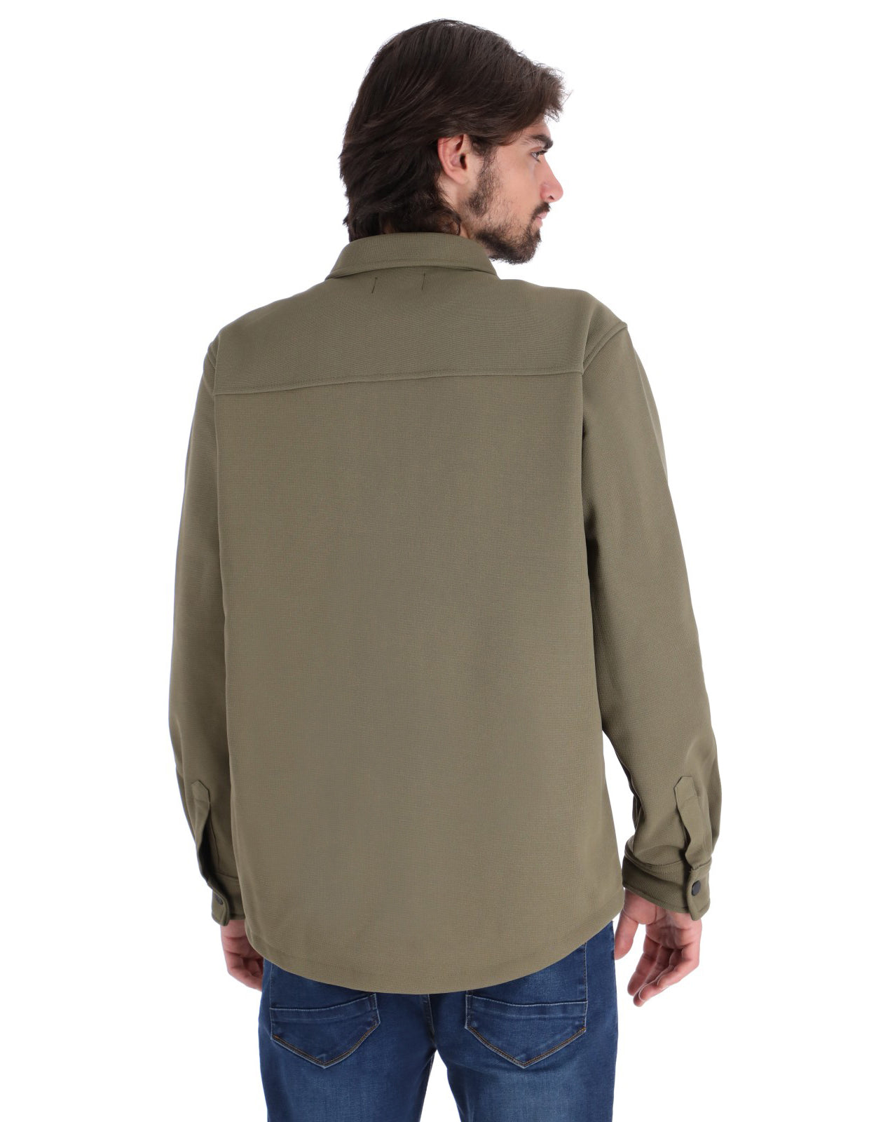 Sobrecamisa Ligera para Hombre con Bolsillos de Solapa - Verde Olivo
