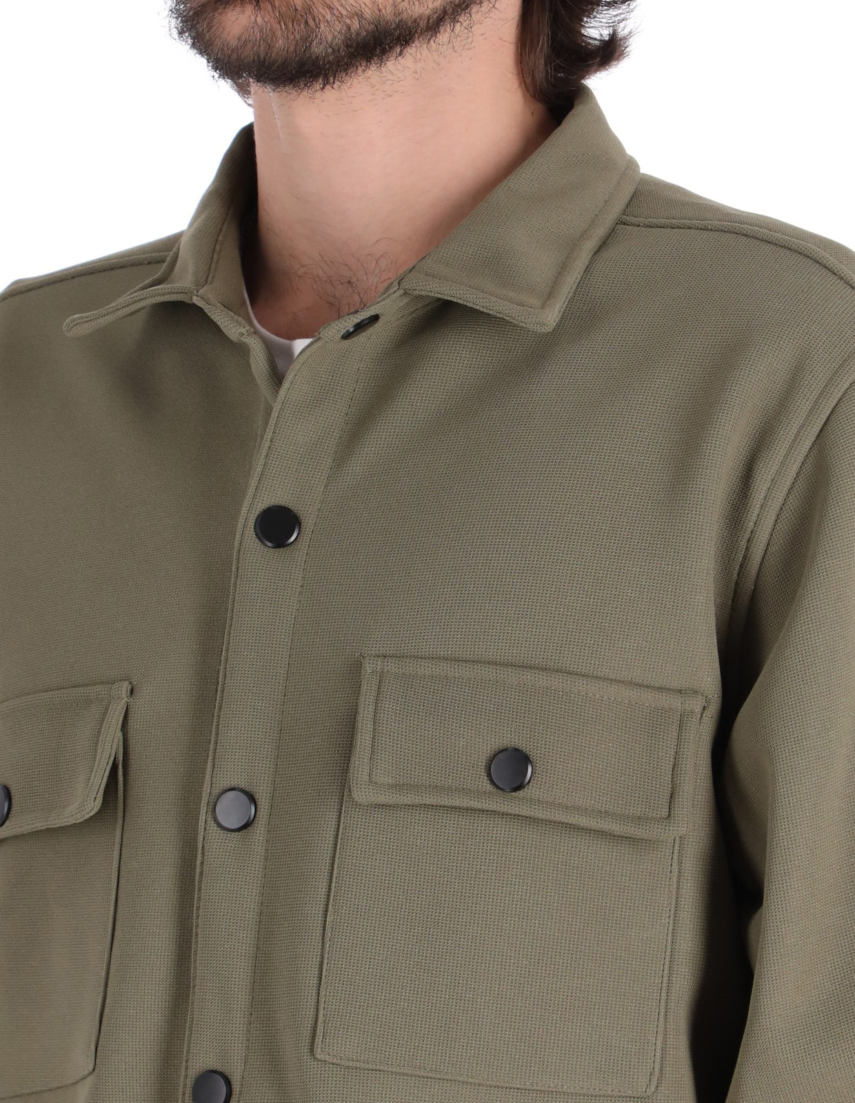 Sobrecamisa Ligera para Hombre con Bolsillos de Solapa - Verde Olivo