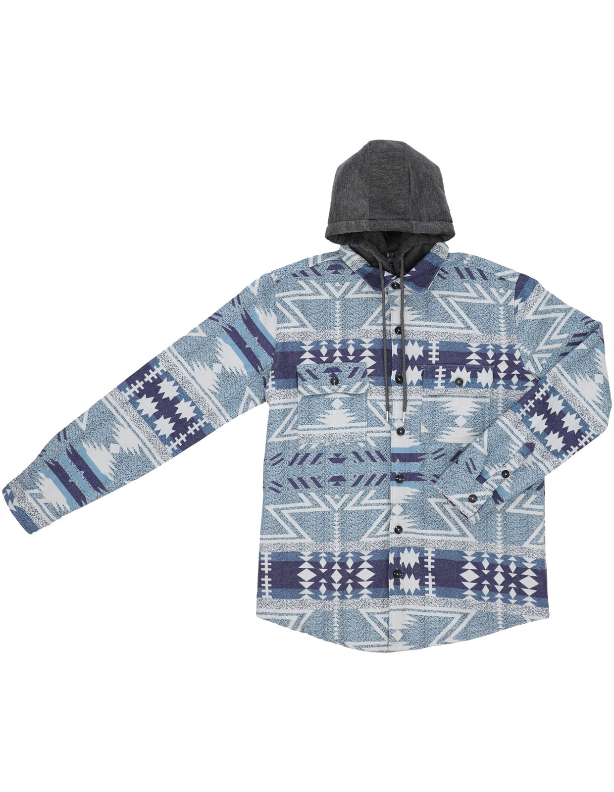 Sobrecamisa Casual con Capucha y Bolsillos Frontales - Azul