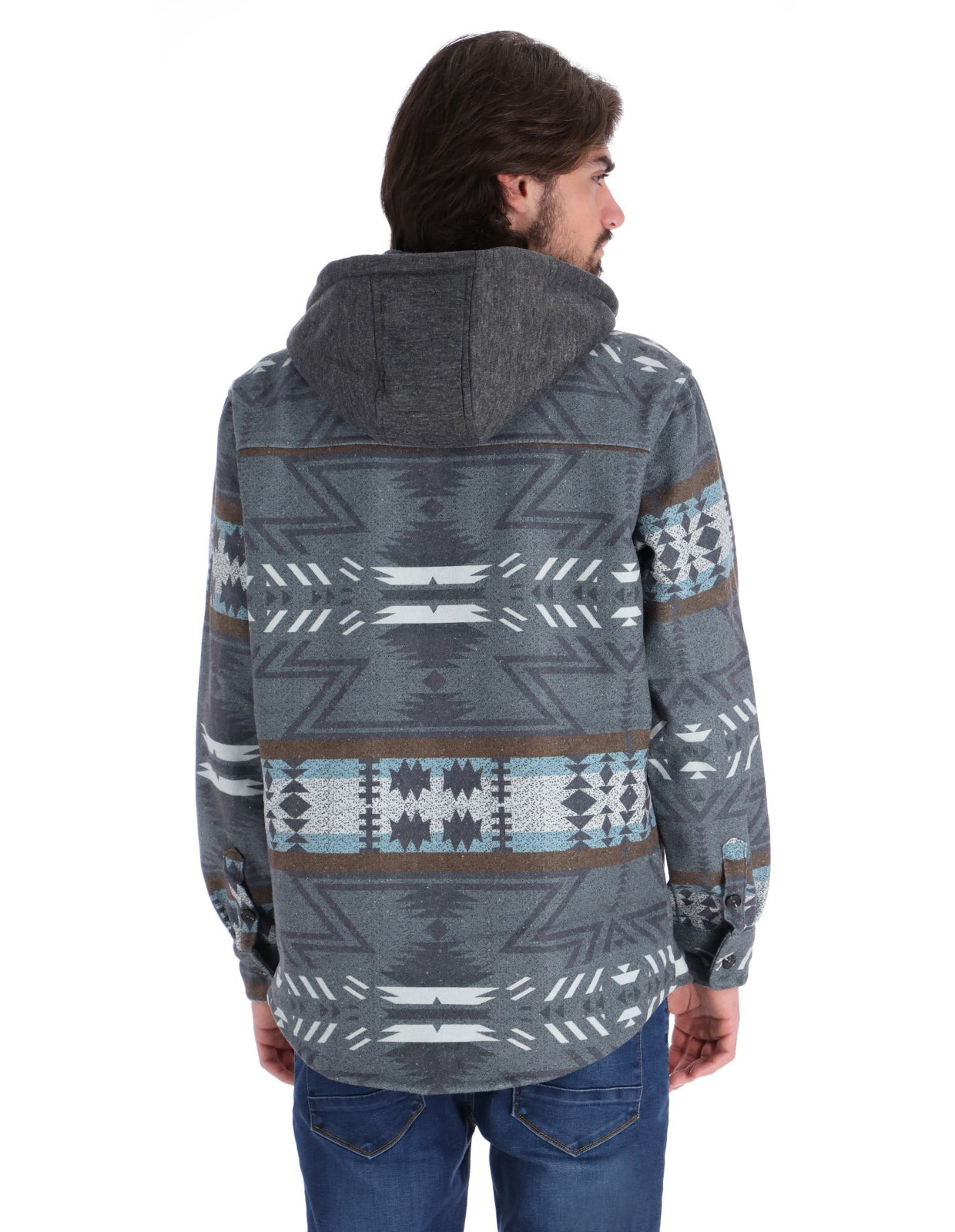 Sobrecamisa Casual con Capucha y Bolsillos Frontales - Café